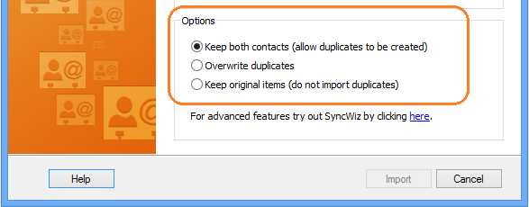 Import vCard files to Contacts Folders and prevent duplicates.
